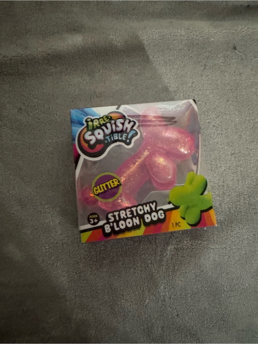 IrreSquishTible Stretchy Balloon Dog PINK Glitter Squishy Sensory Fidget